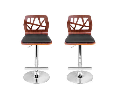 SET OF 2 WOODEN GAS LIFT BAR STOOLS