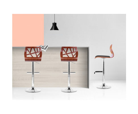 SET OF 2 WOODEN GAS LIFT BAR STOOLS