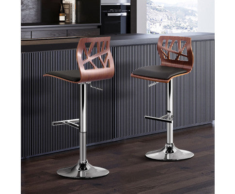 SET OF 2 WOODEN GAS LIFT BAR STOOLS