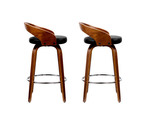 SET OF 2 WALNUT WOOD BAR STOOLS