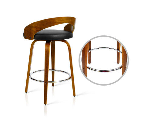 SET OF 2 WALNUT WOOD BAR STOOLS