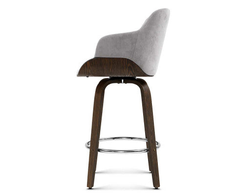 BAR STOOL VELVET - SWIVEL GREY