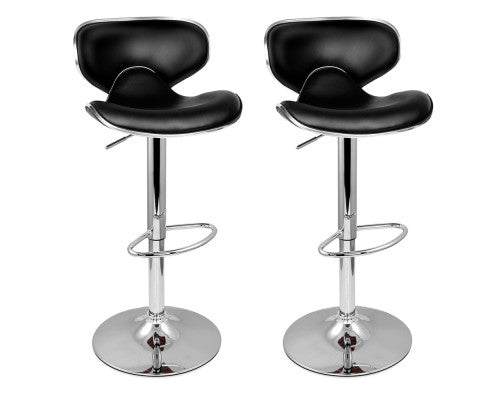 SET OF 2 PU CURVED BAR STOOLS - BLACK