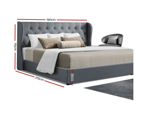 ISSA GAS LIFT BED FRAME - KING BED GREY