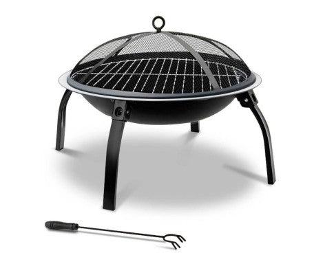 OUTDOOR FOLDABLE FIRE PIT - BBQ GRILL 22 INCH