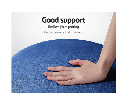 ROUND VELVET FOOT STOOL - NAVY