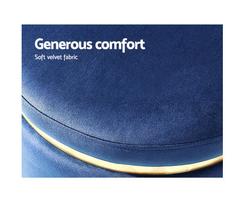 ROUND VELVET FOOT STOOL - NAVY