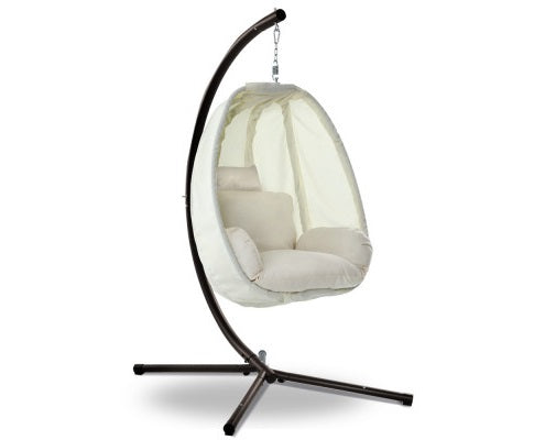 OUTDOOR HANGING FABRIC POD CHAIR - CREAM