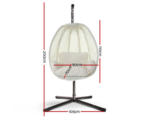 OUTDOOR HANGING FABRIC POD CHAIR - CREAM