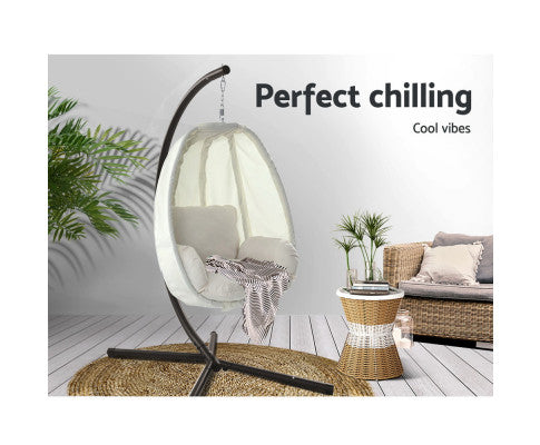 OUTDOOR HANGING FABRIC POD CHAIR - CREAM