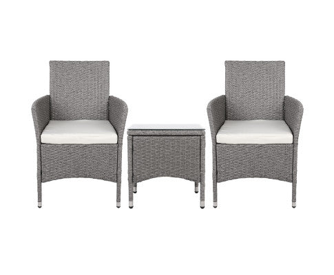 3PCE WICKER OUTDOOR SETTING - GREY