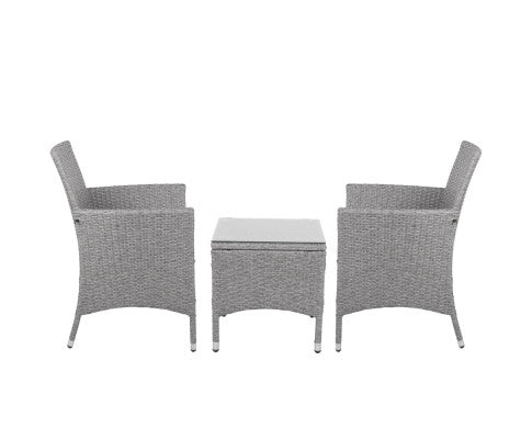 3PCE WICKER OUTDOOR SETTING - GREY