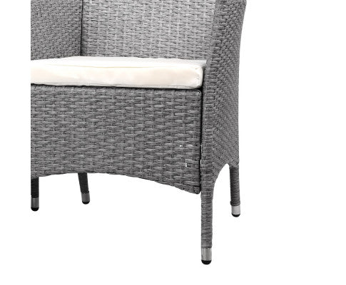 3PCE WICKER OUTDOOR SETTING - GREY