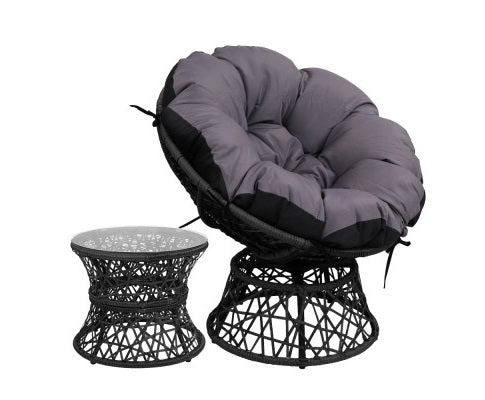 PAPASAN CHAIR WITH BONUS SIDE TABLE - BLACK