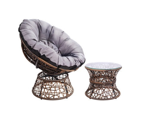 PAPASAN CHAIR WITH BONUS SIDE TABLE - BROWN