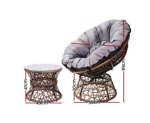 PAPASAN CHAIR WITH BONUS SIDE TABLE - BROWN