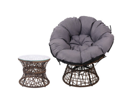 PAPASAN CHAIR WITH BONUS SIDE TABLE - BROWN