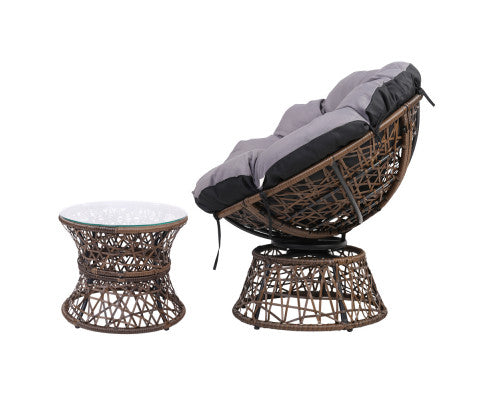 PAPASAN CHAIR WITH BONUS SIDE TABLE - BROWN