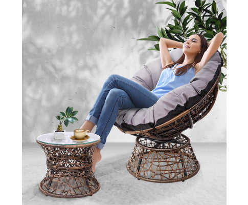 PAPASAN CHAIR WITH BONUS SIDE TABLE - BROWN