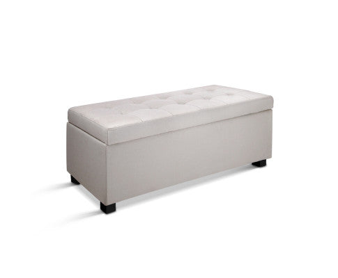 LARGE FABRIC OTTOMAN STORAGE - BEIGE