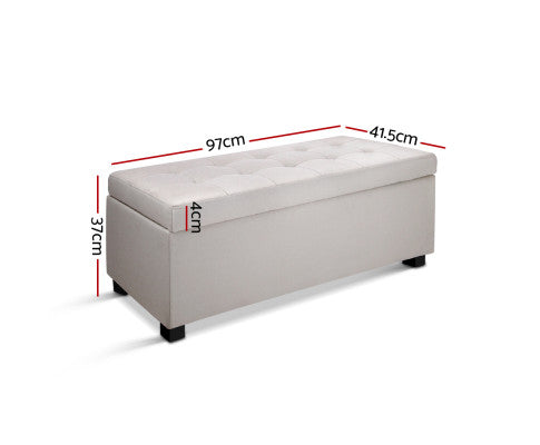 LARGE FABRIC OTTOMAN STORAGE - BEIGE