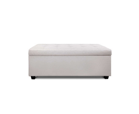 LARGE FABRIC OTTOMAN STORAGE - BEIGE