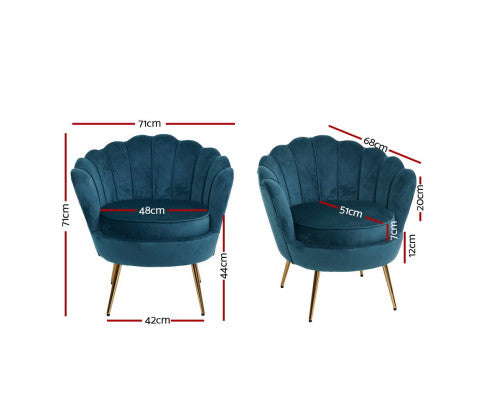 ARM CHAIR RETRO SHELL VELVET NAVY