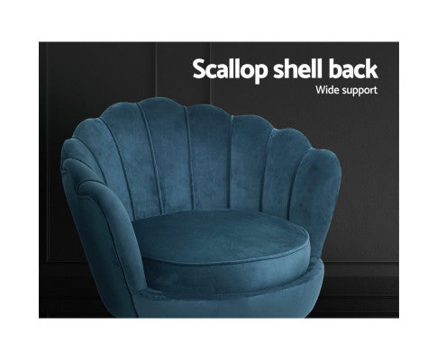 ARM CHAIR RETRO SHELL VELVET NAVY