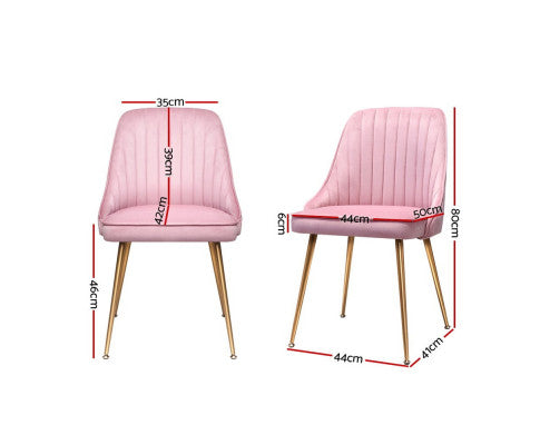 RETRO VELVET DINING CHAIR - PINK (SET OF 2)