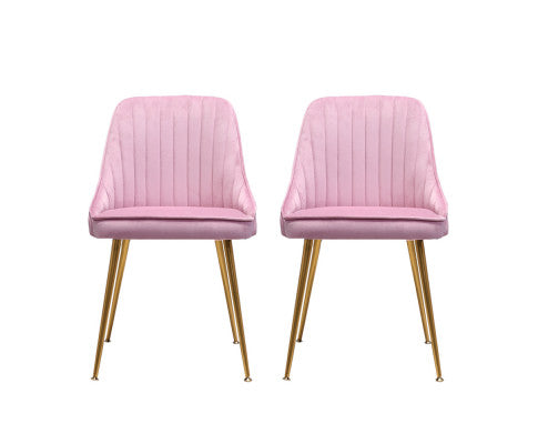 RETRO VELVET DINING CHAIR - PINK (SET OF 2)