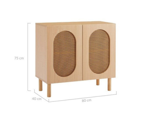 RATTAN ACCENT CABINET IN MAPLE - 2 DOOR