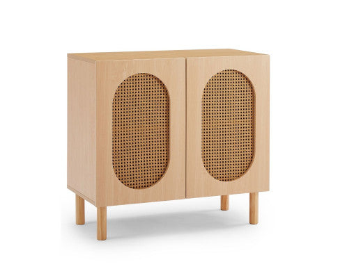 RATTAN ACCENT CABINET IN MAPLE - 2 DOOR