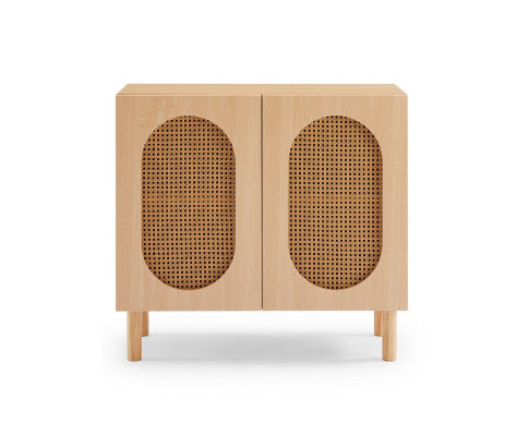 RATTAN ACCENT CABINET IN MAPLE - 2 DOOR