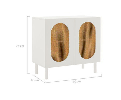 RATTAN ACCENT CABINET IN WHITE - 2 DOOR