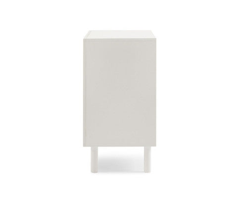 RATTAN ACCENT CABINET IN WHITE - 2 DOOR