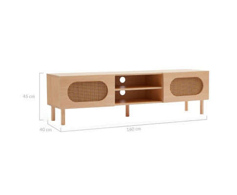 RATTAN TV STAND IN MAPLE - 160CM