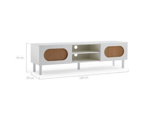 RATTAN TV STAND IN WHITE - 160CM