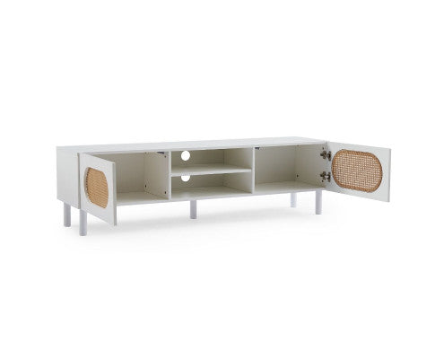 RATTAN TV STAND IN WHITE - 160CM