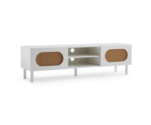 RATTAN TV STAND IN WHITE - 160CM