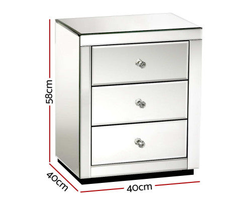 PRESIA MIRRORED BEDSIDE DRAWERS