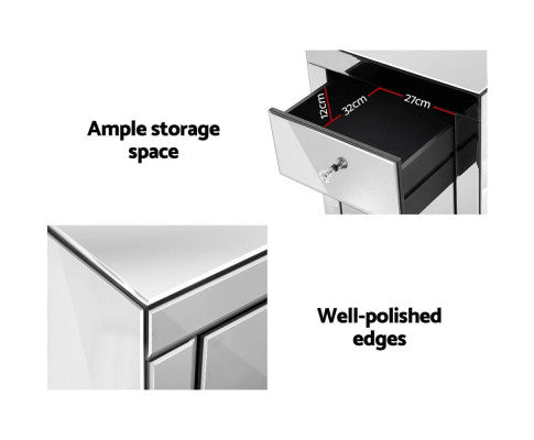 PRESIA MIRRORED BEDSIDE DRAWERS