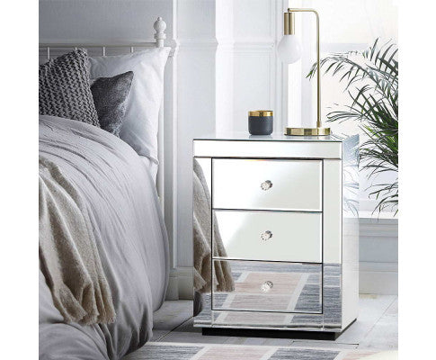 PRESIA MIRRORED BEDSIDE DRAWERS