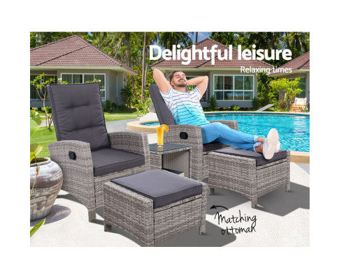 5PCE WICKER LOUNGE SETTING