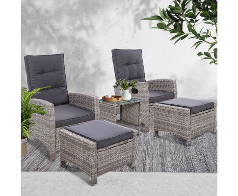 5PCE WICKER LOUNGE SETTING